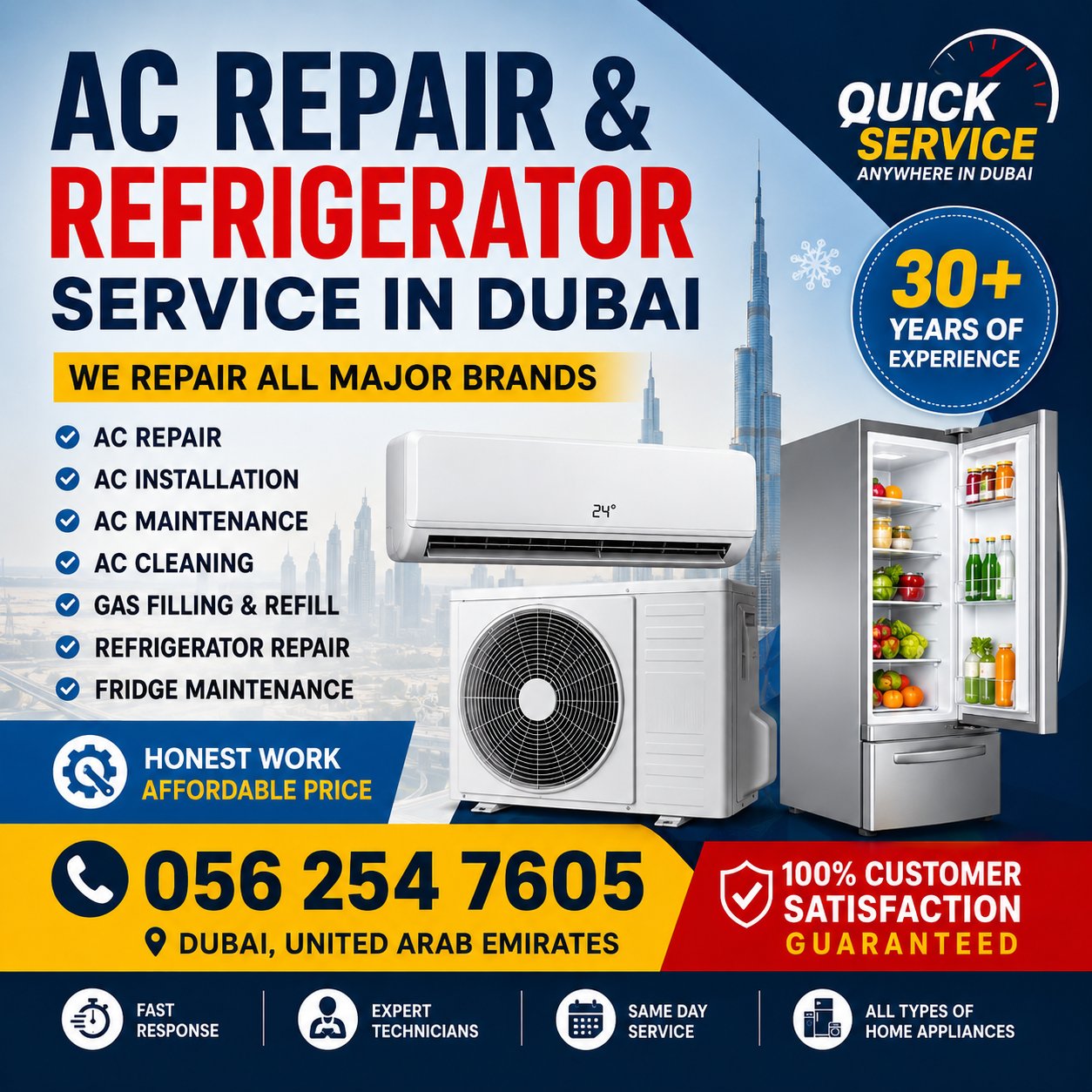 AC repair all major brands Dubai