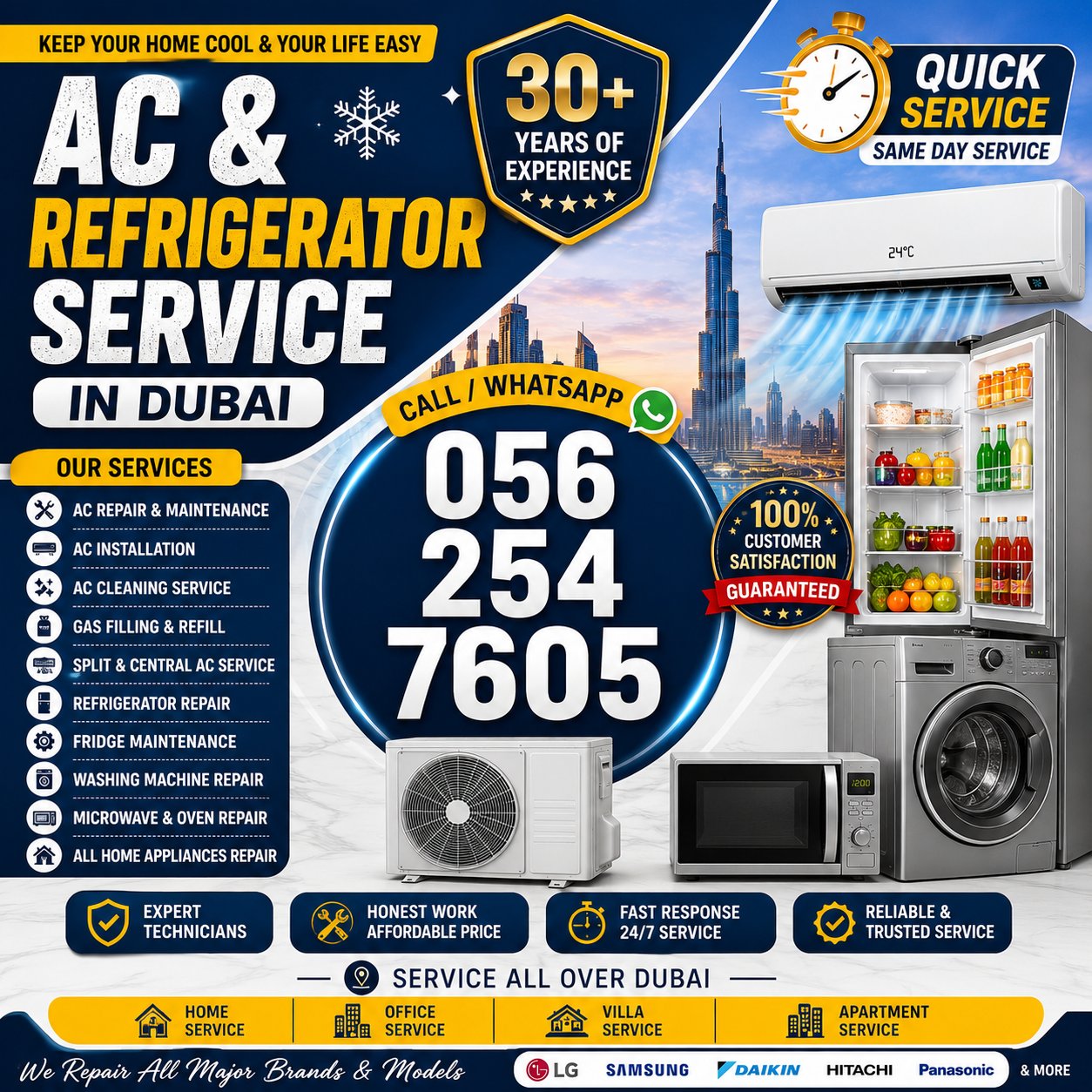 AC and refrigerator maintenance Dubai